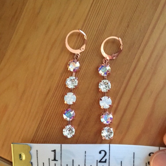 Aurora Borealis + White Opal Crystal Drop Earrings - Picture 5 of 6